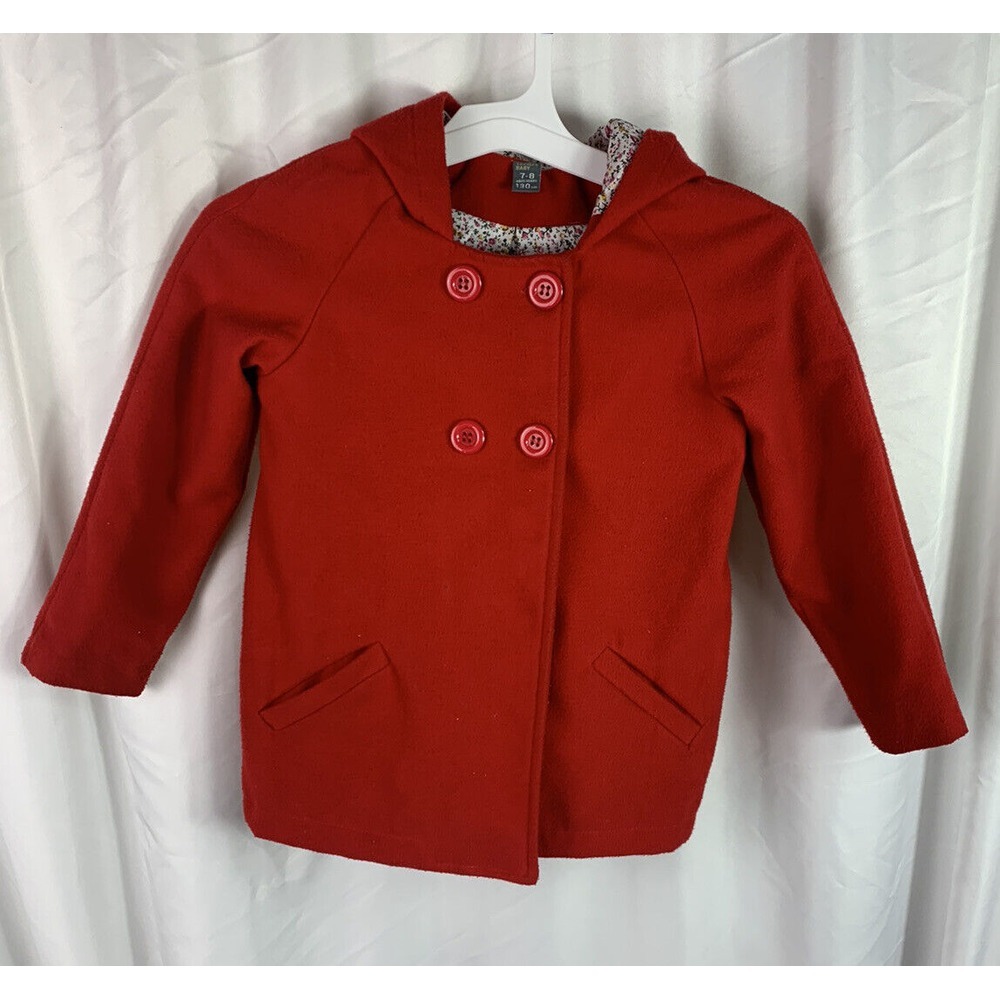 Girl's Polyester Stretch Fleeced Light Polyester Blend Pocket Coat Jacket Sz 7/8
